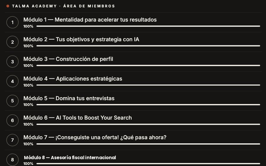 El área de miembros de Talma Academy