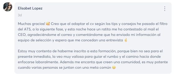 Entrevista u oferta conseguida por un alumno de Talma Academy