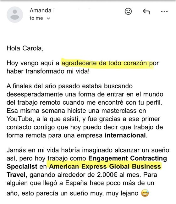 Entrevista u oferta conseguida por un alumno de Talma Academy